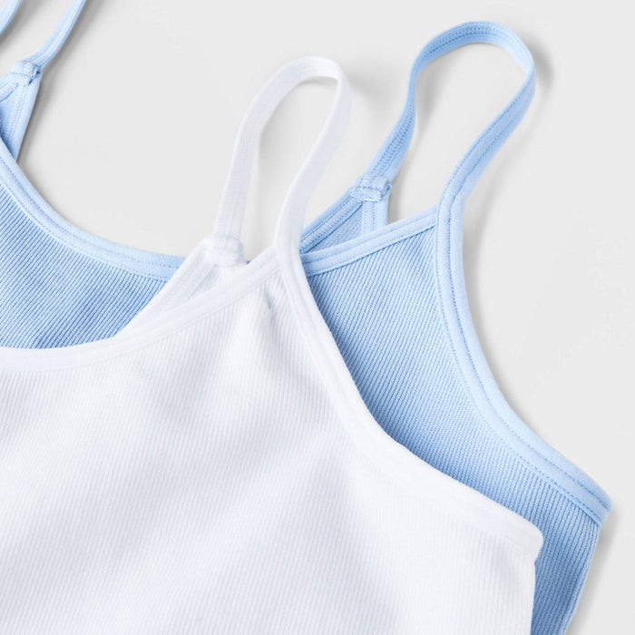 Girls' 2pk Seamless Cami Bra - art class Blue/White XL
