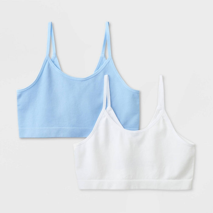 Girls' 2pk Seamless Cami Bra - art class Blue/White XL