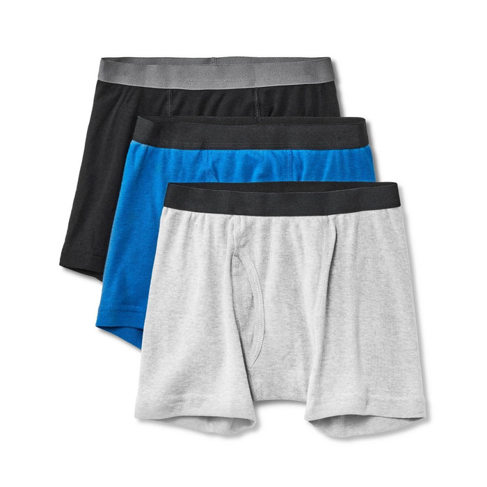 Boys' 3pk Boxer Briefs - Dealworthy Blue/Black/Gray L