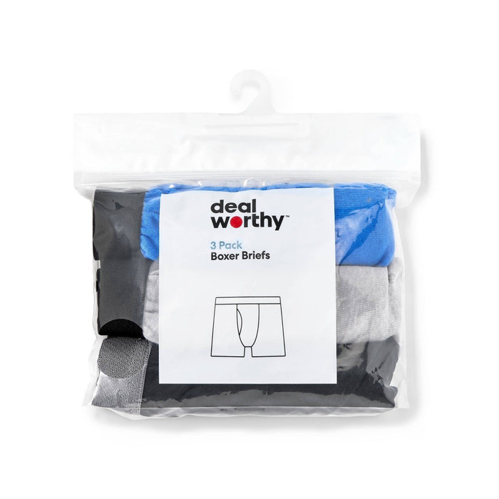 Boys' 3pk Boxer Briefs - Dealworthy Blue/Black/Gray L