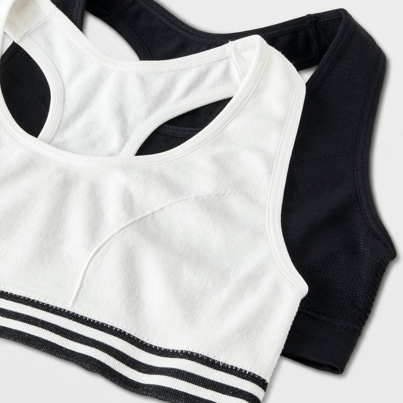 Girls' 2pk Sports Bra - Cat & Jack White/Black XL