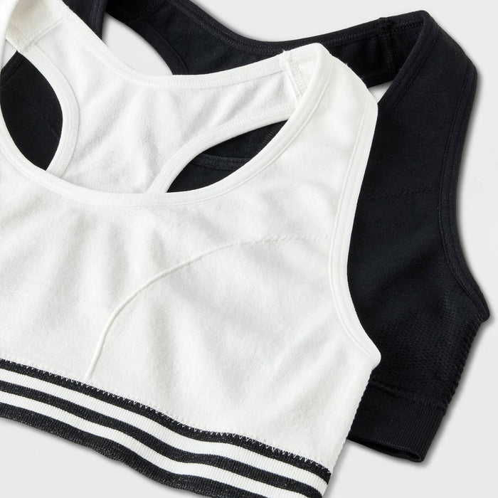 Girls' 2pk Sports Bra - Cat & Jack White/Black XL