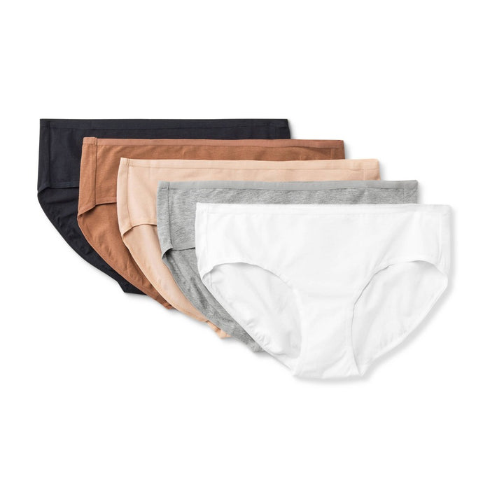 Women's 5pk Cotton Blend Hipster Underwear - Dealworthy Assorted Neutral L