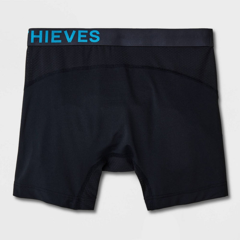 Pair of Thieves Men's SuperCool Boxer Briefs 2pk - Teal Blue/Black S: Moisture-Wicking, Anti-Odor, Ventilated