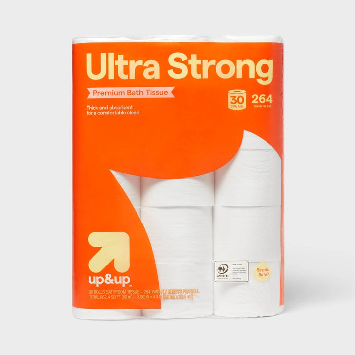 Premium Ultra Strong Toilet Paper - 30 Rolls - up&up