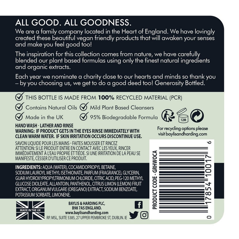 Baylis & Harding Hand Wash Soap Oud Cedar and Amber - 16.9 fl oz
