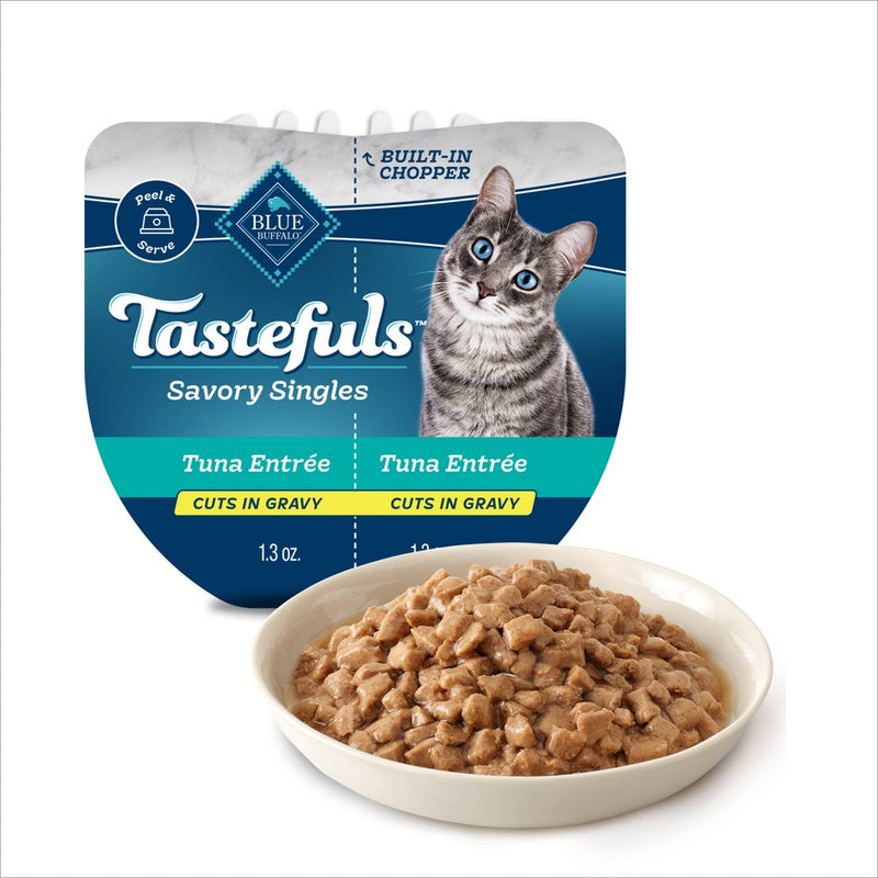 Blue Buffalo Tastefuls Savory Singles Adult Cuts In Gravy Wet Cat Food Tuna Entree Perfectly Portioned Cups - 2.6oz