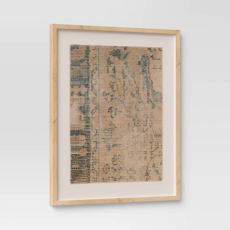 (Set of 2) 24" x 30" Textured Fabric Framed Wall Art - Threshold: Burlap Material, Abstract Digital Art, Beige Polystyrene Frame (LOCAL PICKUP ONLY)