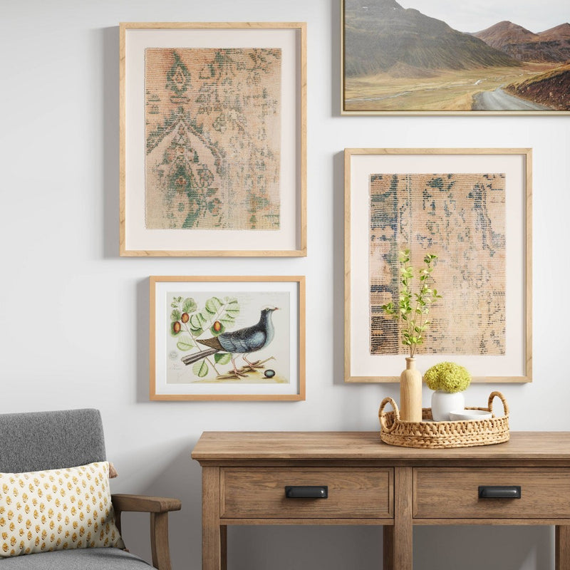 (Set of 2) 24" x 30" Textured Fabric Framed Wall Art - Threshold: Burlap Material, Abstract Digital Art, Beige Polystyrene Frame (LOCAL PICKUP ONLY)