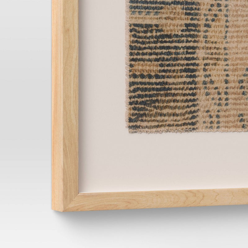 (Set of 2) 24" x 30" Textured Fabric Framed Wall Art - Threshold: Burlap Material, Abstract Digital Art, Beige Polystyrene Frame (LOCAL PICKUP ONLY)