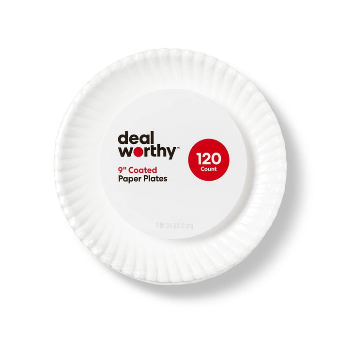 Coated Disposable Paper Plates 9" - 120ct - Dealworthy