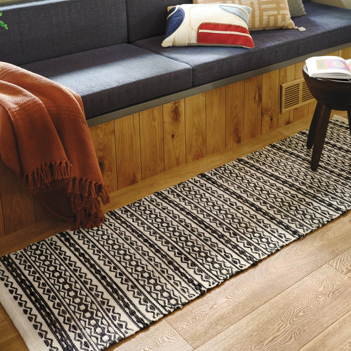 2'x7' Washable Norwalk Stripe Runner Rug Black/White - Threshold