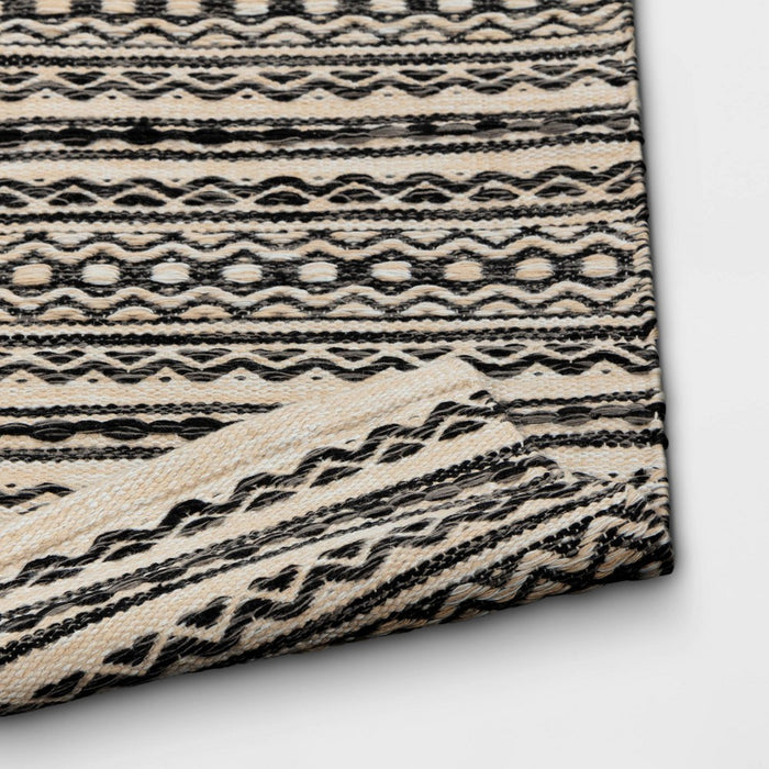 2'x7' Washable Norwalk Stripe Runner Rug Black/White - Threshold