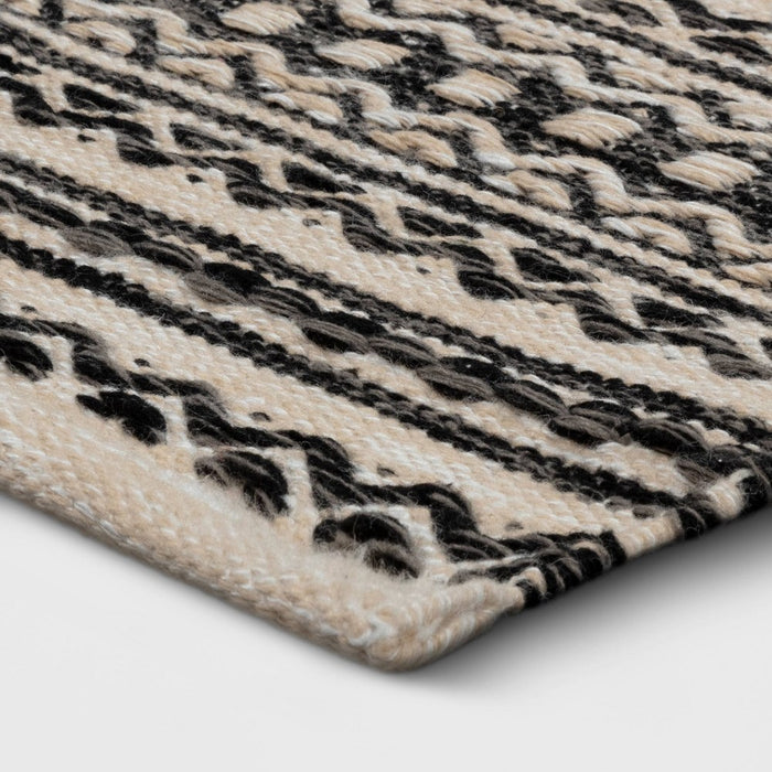 2'x7' Washable Norwalk Stripe Runner Rug Black/White - Threshold