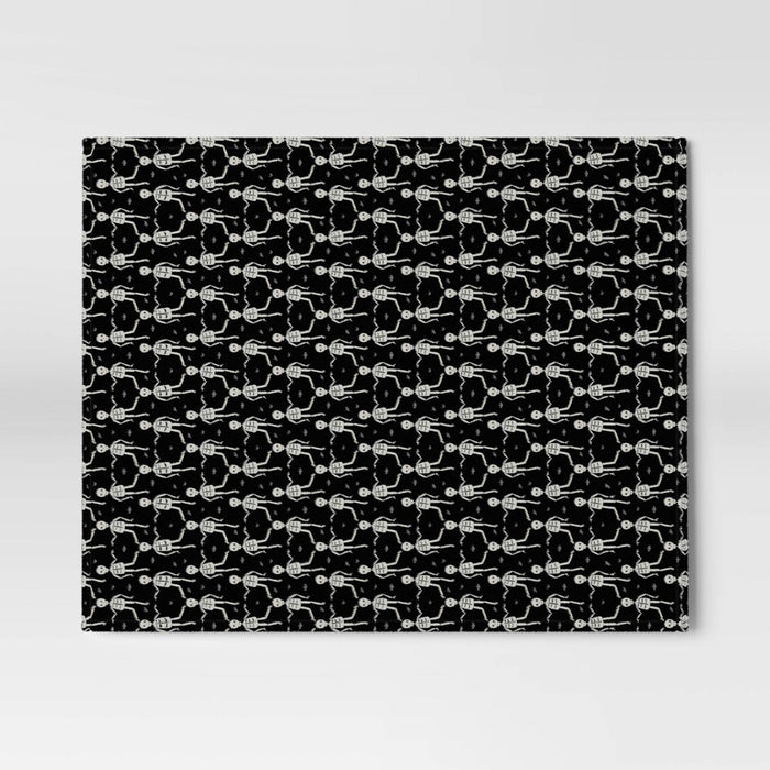 Halloween Printed Skeleton Throw Blanket Black/Ivory - Hyde & EEK! Boutique: Recycled Polyester, Knitted, 50x60", Machine Washable
