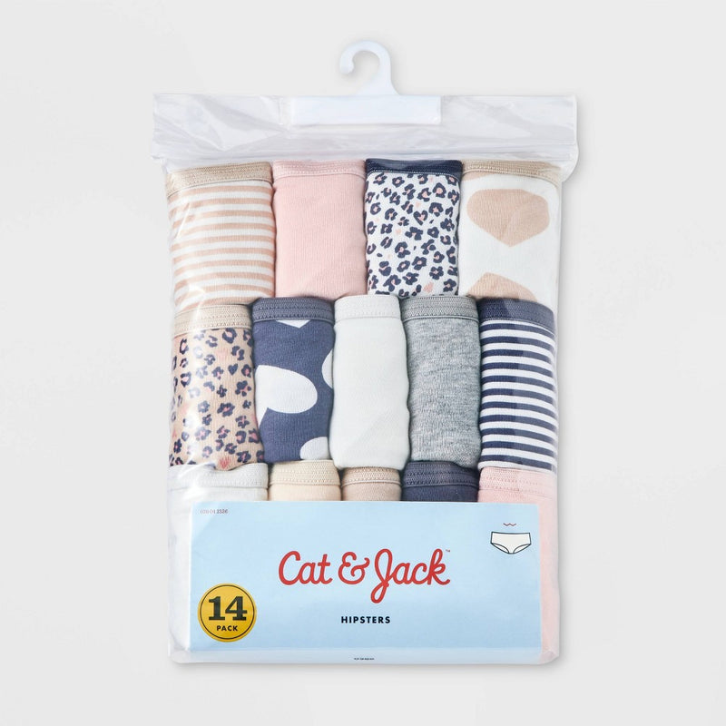 Girls' 14pk 'Leopard' Hipster Underwear - Cat & Jack Cream 12