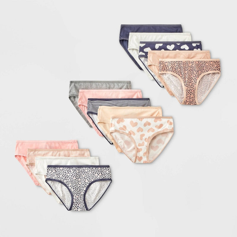 Girls' 14pk 'Leopard' Hipster Underwear - Cat & Jack Cream 12