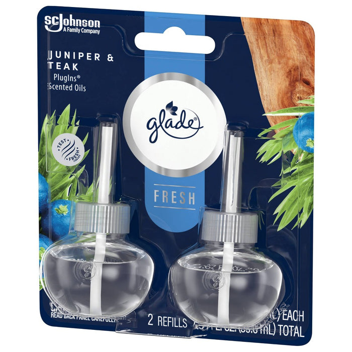 Glade PlugIns Scented Oil Air Freshener Refills Juniper & Teak - 1.34 fl oz/2pk