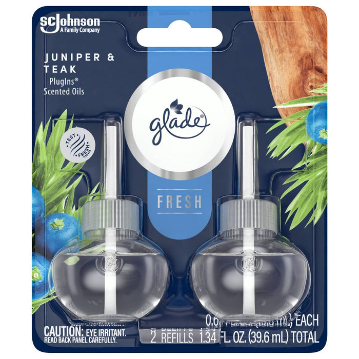 Glade PlugIns Scented Oil Air Freshener Refills Juniper & Teak - 1.34 fl oz/2pk