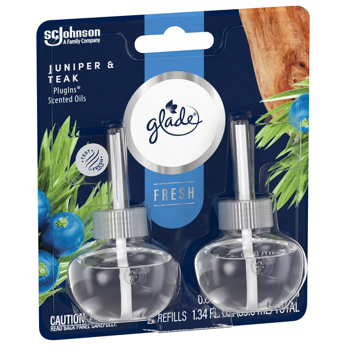 Glade PlugIns Scented Oil Air Freshener Refills Juniper & Teak - 1.34 fl oz/2pk