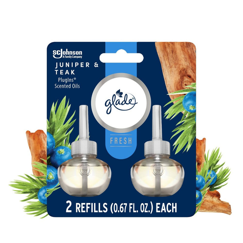 Glade PlugIns Scented Oil Air Freshener Refills Juniper & Teak - 1.34 fl oz/2pk
