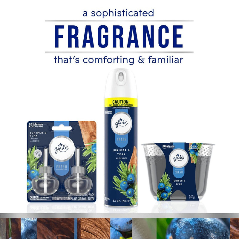 Glade PlugIns Scented Oil Air Freshener Refills Juniper & Teak - 1.34 fl oz/2pk