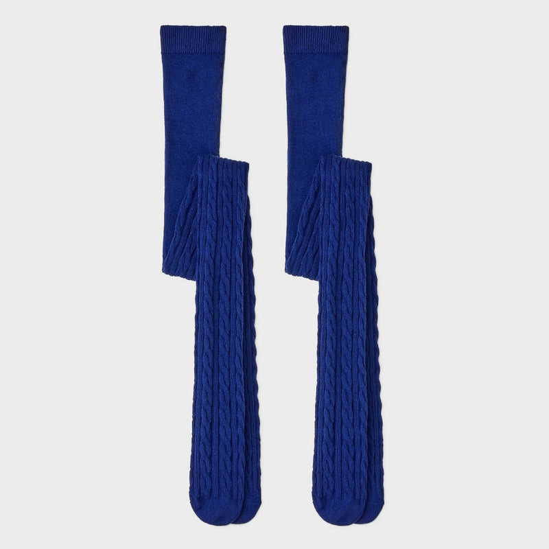 Girls' 2pk Cotton Tights - Cat & Jack Navy Blue M