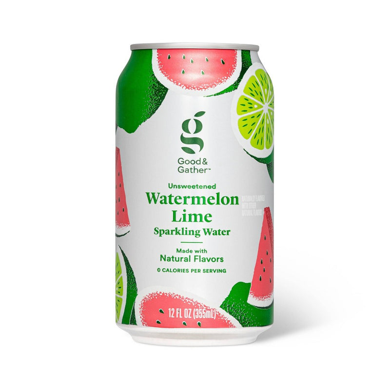 Watermelon Lime Sparkling Water - 8pk/12 fl oz Cans - Good & Gather