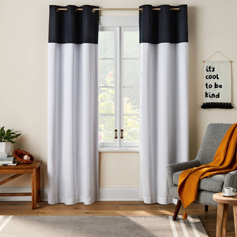 84" Blackout Border Striped Kids' Panel Black/White - Pillowfort