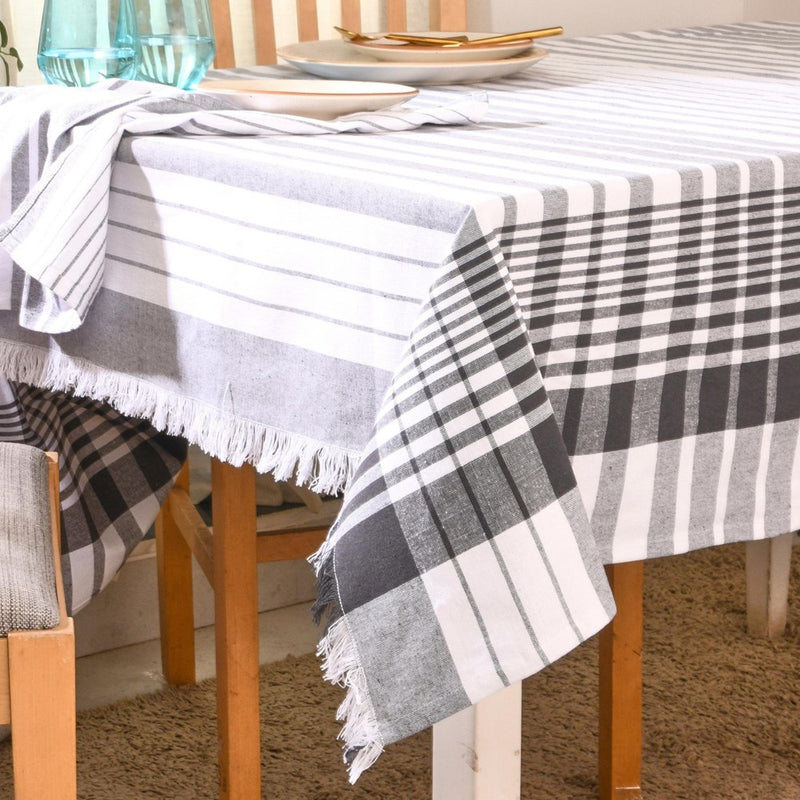 Folkulture Table Cloth 60" X 102", 100% Cotton Rectangular Tablecloth For Home Decor, White Modern Tablecloth Or Dining Farmhouse Table Cover For Kitchen Decor (Duke - Gray)