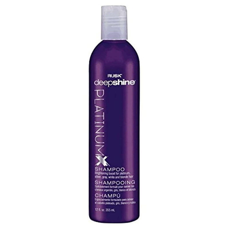 RUSK Deepshine Platinum Shampoo, 12 Oz, Gentle Cleansing Shampoo, Brightening Boost For Platinum, Silver, Gray, White, And Blonde Hair, Removes Yellows, Brightens Hair Color