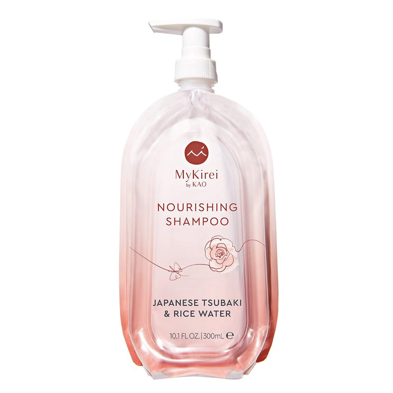 Mykirei By KAO Shampoo With Moisturizing Japanese Tsubaki & Rice Water, Paraben Free Formula For All Hair Types, Cruelty Free And Vegan Friendly, Sustainable Bottle, 10.1 Oz. Pump