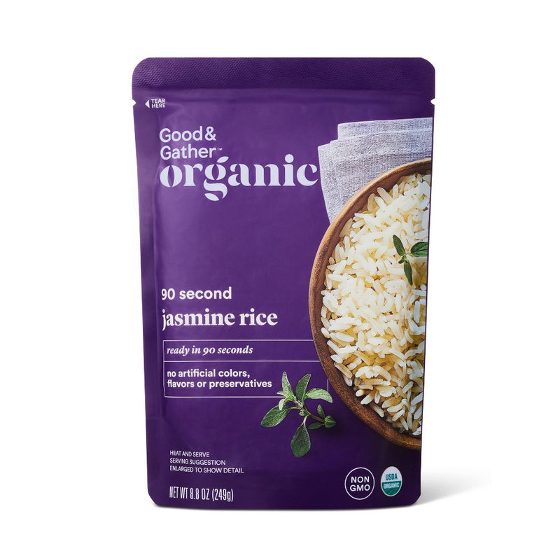 90 Second Organic Jasmine Rice Microwavable Pouch - 8.8oz - Good & Gather