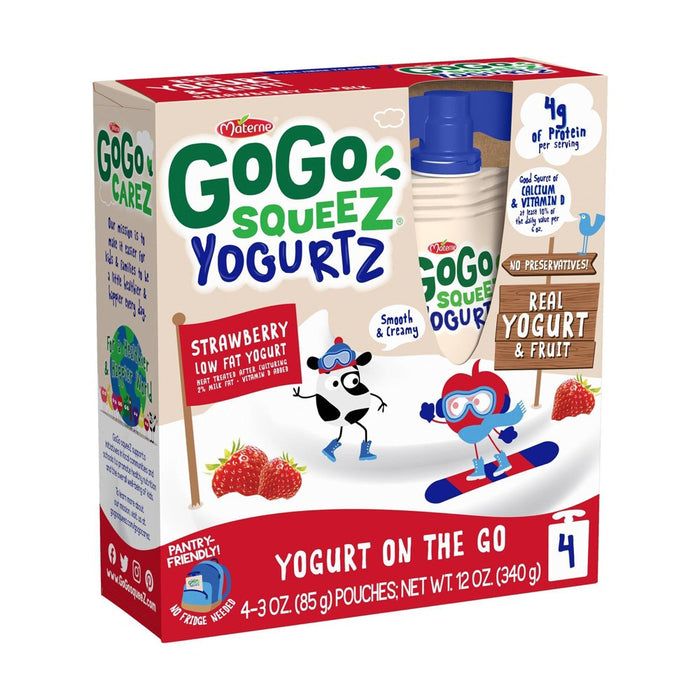 Gogo Squeez Kids' Yogurt On The Go Strawberry 4ct - 3oz
