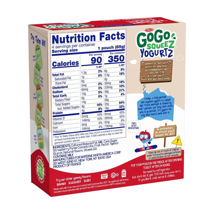 Gogo Squeez Kids' Yogurt On The Go Strawberry 4ct - 3oz