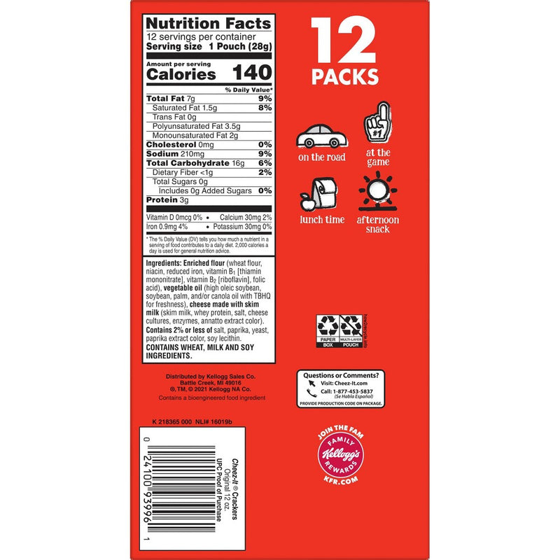Cheez-It Original Baked Snack Crackers - 1oz - 12ct