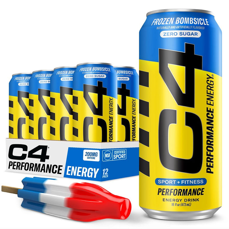 C4 Energy Drink 16Oz (Pack Of 12) - Frozen Bombsicle - Sugar Free Pre Workout Performance Drink With No Artificial Colors Or Dyes