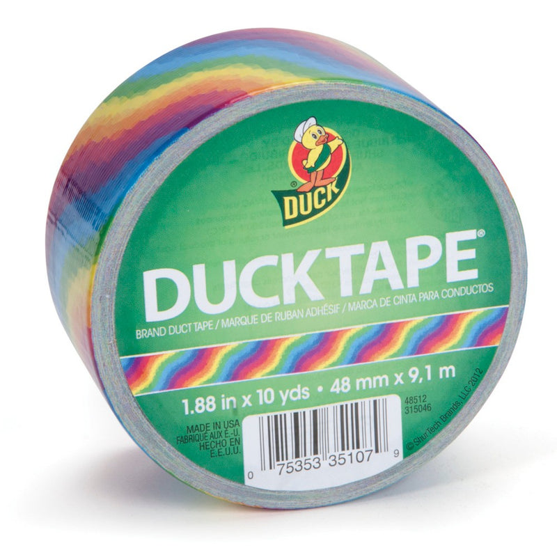 Duck Tape Printed Duct Tape, 1.88 in x 10 yd, Rainbow