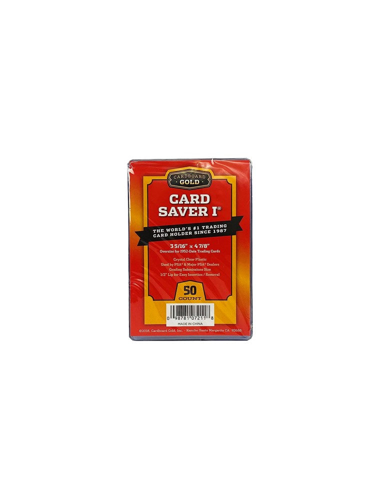 Cardboard Gold Card Saver 1-50 Count - Semi Rigid Card Holder, Trading Card Protectors - PSA-Approved Cardsaver For Baseball, Trading, Sports Cards - Card Sleeves, Binder, & Storage Box Compatible