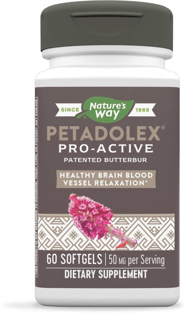 Nature's Way Petadolex Pro-Active, Blood Vessel Health And Relaxation In The Brain With Patented Butterbur*, 60 Softgels