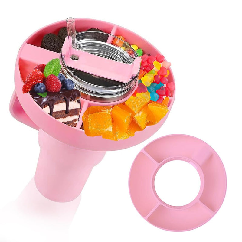 Keyrank Snack Bowl For Stanley Cup 40 Oz Reusable Silicone Snack Ring Snack Tray For Stanley Accessories Pink