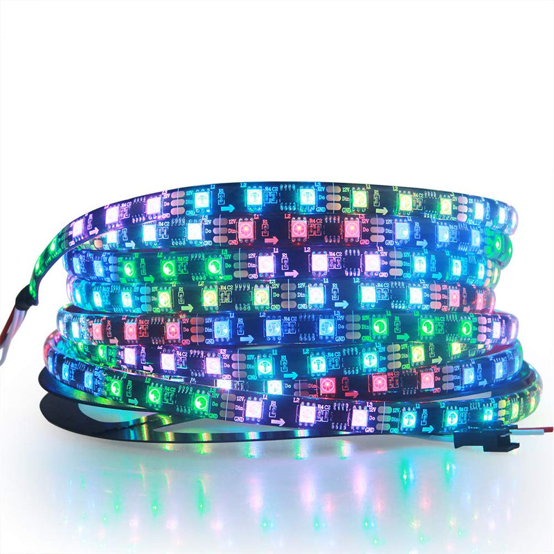 ALITOVE RGB Addressable LED Strip WS2811 12V LED Strip Lights 16.4Ft 300 Leds Dream Color Programmable Digital Flexible LED Pixel Rope Light Waterproof IP65 With 3M VHB Heavy Duty Self-Adhesive Back