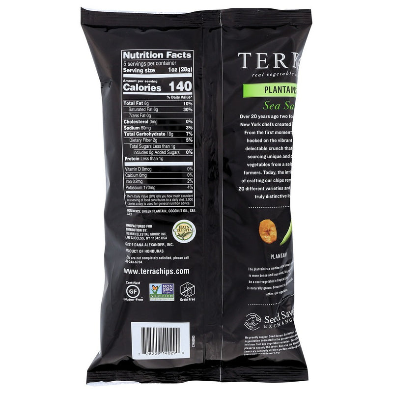 Terra Plantains With Sea Salt Vegetable Chips - Case of 12/5 oz