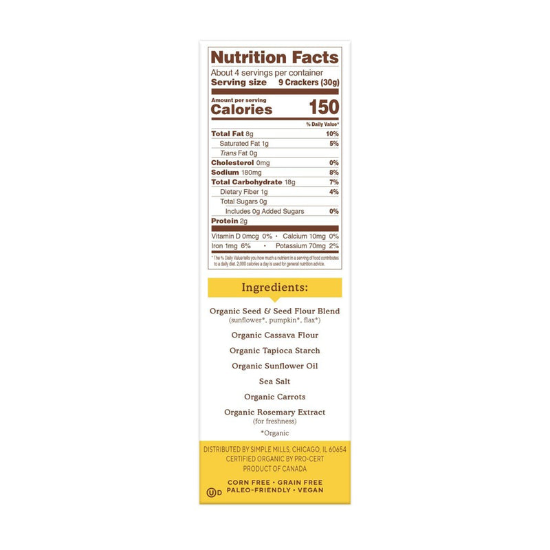 Simple Mills Original Organic Seed Crackers - 4.25oz