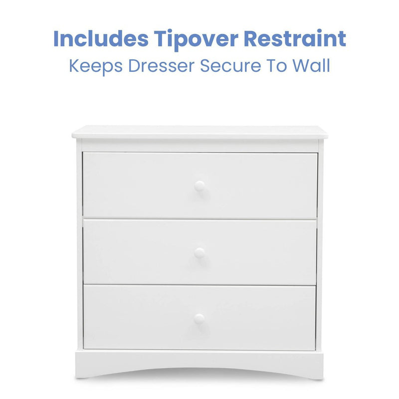 Delta Children Skylar 3 Drawer Dresser with Changing Top and Interlocking Drawers - Bianca White (LOCAL PICKUP ONLY)