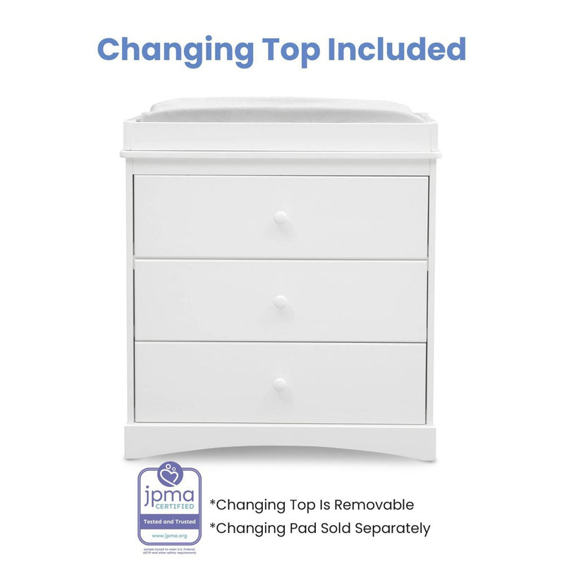 Delta Children Skylar 3 Drawer Dresser with Changing Top and Interlocking Drawers - Bianca White (LOCAL PICKUP ONLY)