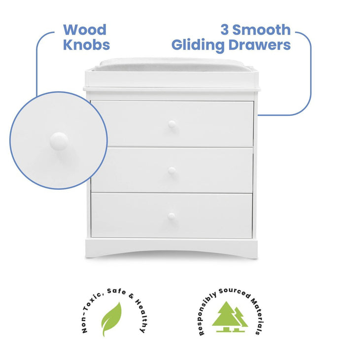 Delta Children Skylar 3 Drawer Dresser with Changing Top and Interlocking Drawers - Bianca White (LOCAL PICKUP ONLY)
