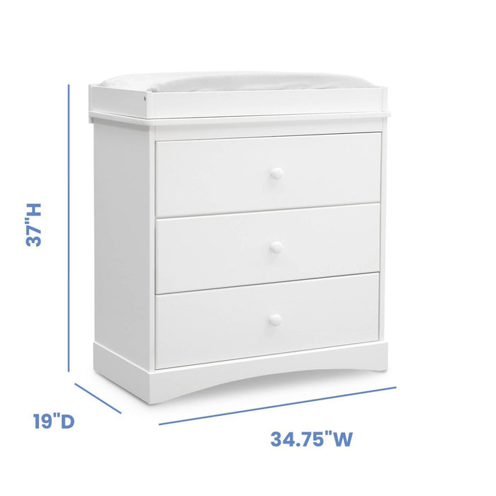Delta Children Skylar 3 Drawer Dresser with Changing Top and Interlocking Drawers - Bianca White (LOCAL PICKUP ONLY)
