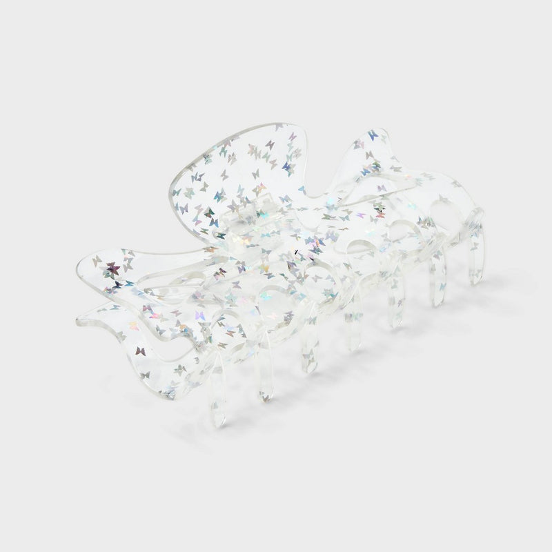 Butterfly Foil Jumbo Claw Hair Clip - Wild Fable Silver
