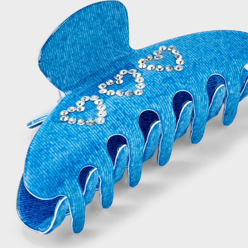 Gem Heart Denim Claw Hair Clip - Wild Fable Blue